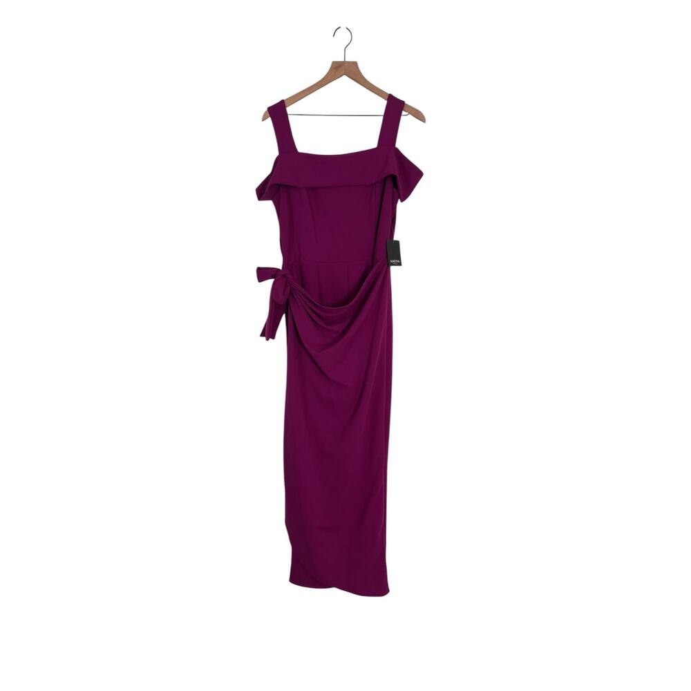 Marina Womens Purple Plum Faux Sarong Overlay Jumpsuit Size 10 NWT